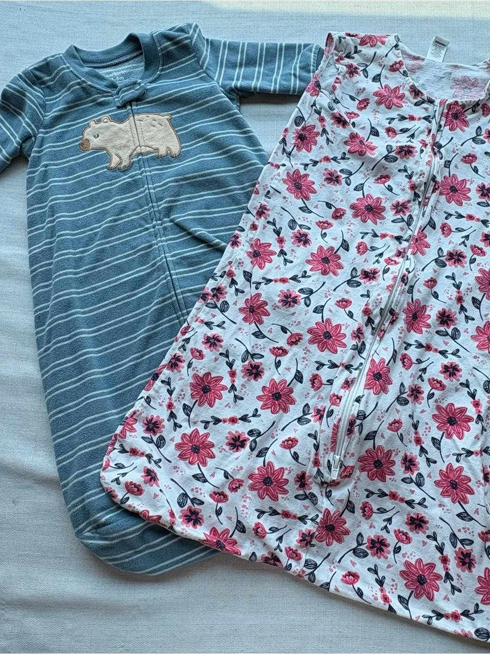 Baby Girls 3-6 Months Sleep Gown & Fleece Bear Bunting Suit Lot 4 Piece